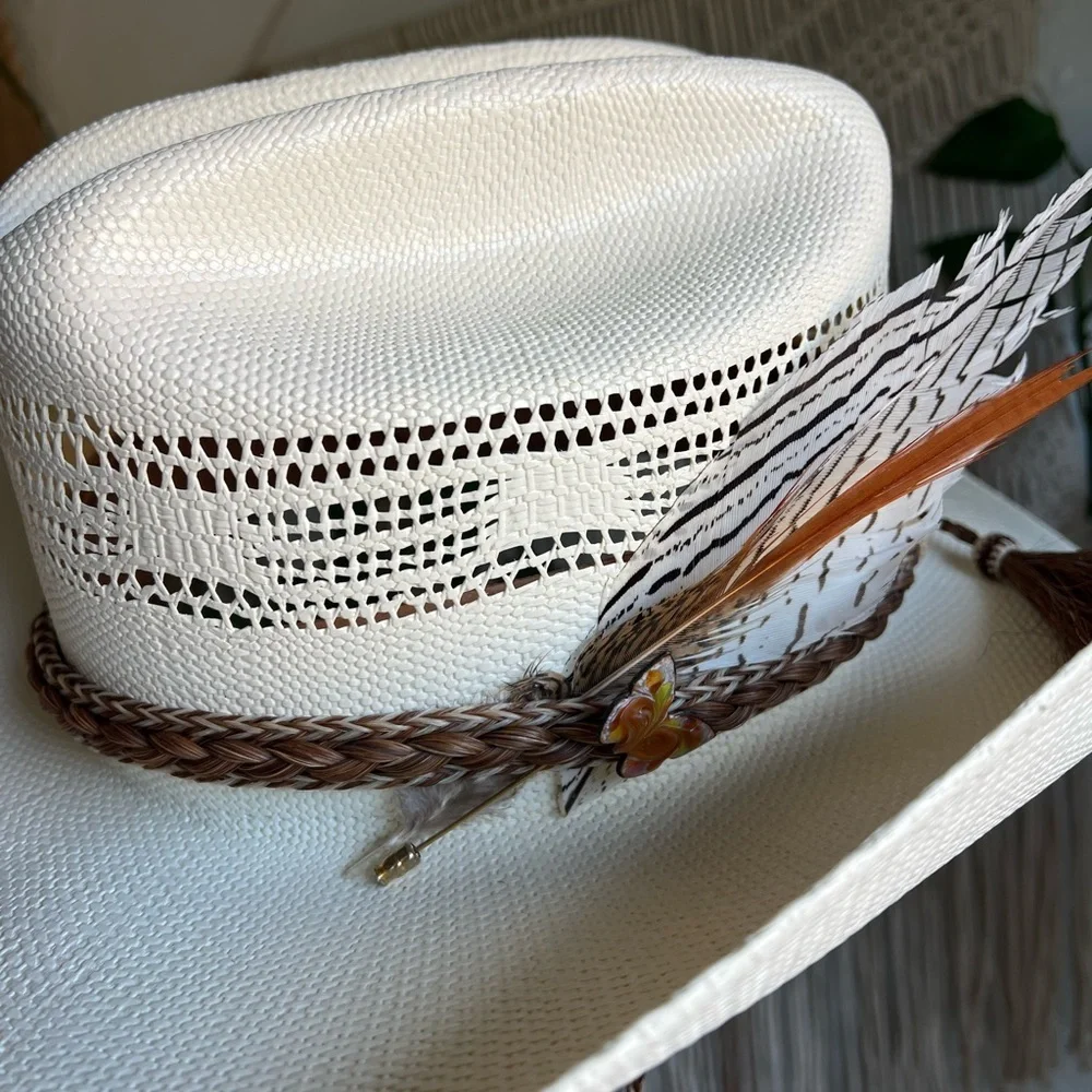 Maufrais Austin Resistol Straw Cowboy Hat Size 7 (22”) Cowgirl Western Boho